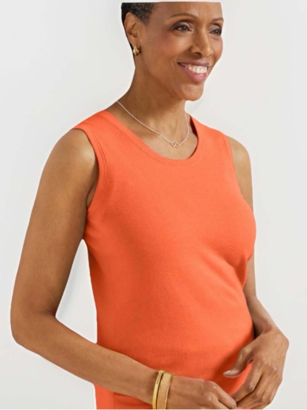 Coldwater Creek Silk Blend Knit Shell Top Stretch Orange Size 2X